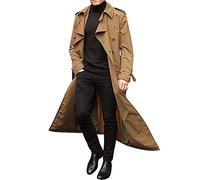 BAIXIAOCHI Trench Coat Doppiopetto Da Uomo Di Media Lunghezza Trench Coat Lungo Da Uomo Casual
