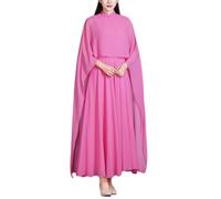 BAIXISUDI Cinese Zen Due Pezzi Set Abito Lungo Allentato Tè Vestito Set Collo Stand-up Per Le Donne Del Capo Fluido, rosa, L