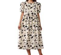 Baiyanor Abito premaman ad asciugatura rapida, abito da gravidanza, casual, a maniche corte, elastico, flessibile, con scollo a goccia, beige., XXL