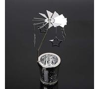 Baiyao carosello rotante metal Center Candelabrum argento porta candela in vetro Tea light candeliere Natale/matrimonio/Home Table Decor Gift, Ferro, 10