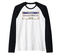 Baja California Mexico License Plate Travel Vacation Beach Maglia con Maniche Raglan