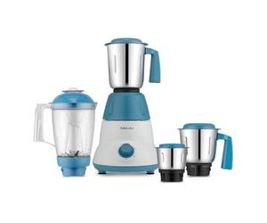 Bajaj Rex DLX 750W - Macinino miscelatore a 4 pentole, colore: bianco e blu
