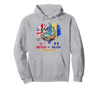 Bajan Bandiera Britannica Idea Per Bambini Bajan Flying Fish & Chips Felpa con Cappuccio