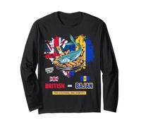Bajan Bandiera Britannica Idea Per Le Donne Bajan Flying Fish & Chips Maglia a Manica