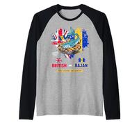 Bajan Bandiera Britannica Idea Per Le Donne Bajan Flying Fish & Chips Maglia con Maniche Raglan