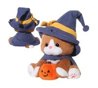 Bajbumgn Gatto Morbido Peluche,Gatto Con Cappello e Mantello - Halloween 25 cm per Bambini Ragazzi | Decorazione Camera Soggiorno Divano Festa Compleanno Bambini Ragazzi
