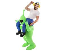 BAJENA Costume alieno verde alieno People per adulti Halloween Verde Carry Me Costume divertente Blow Up Cosplay per festa Carnevale 150-190 cm