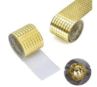 Bajiuxhfei 3200 Pezzis Mini Specchio Mosaico Vetro, Mini Mosaico Piastrelle Autoadesive Quadrate, Tessere Mosaico a Specchio Quadrato, per Cucina, Bagno, Ristorante, Hotel (oro)