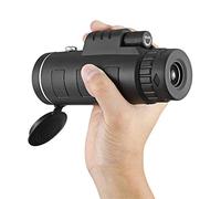 BAK4 - Telescopio monoculare portatile, 40 x 60, mini telescopio monoculare da campeggio, con bussola e clip per telefono, colore: nero