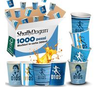 BAKAJI 1000 Bicchieri Monouso Capacità 200 ml per Acqua Bibite Calde e Fredde, Tazza in Carta Usa e Getta Riciclabili x Hotel, B&B, Casa, Feste ed Eventi, Biodegradabili e Ecosostenibili (D10 S)