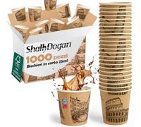BAKAJI 1000 Bicchierini da Caffè Monouso Capacità 75 ml, Tazzina in Carta Usa e Getta per Hotel, B&B, Casa, Ideali per Feste ed Eventi, Tazze Resistenti Biodegradabili e Ecosostenibi (Italia)