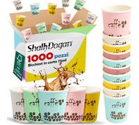 BAKAJI 1000 Bicchierini da Caffè Monouso Capacità 75 ml, Tazzina in Carta Usa e Getta per Hotel, B&B, Casa, Ideali per Feste ed Eventi, Tazze Resistenti Biodegradabili e Ecosostenibi (Rainbow)