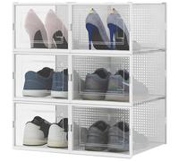 BAKAJI 6 x Scatole per scarpe Portascarpe Impilabili con Coperchi, Assemblaggio