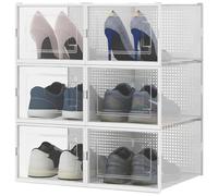 Set 6 Pz Scatole Portascarpe Impilabili 35x25x19cm Porta Scarpe Salvaspazio