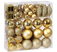BAKAJI Addobbi per Albero di Natale 103 Pezzi Confezione Palline Cuori Stelle Coni Decorazioni Natalizie (Oro)