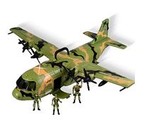 BAKAJI Aereo Militare Giocattolo per Bambini Gigante con Luci e Suoni 3 Soldatini Snodati Inclusi Dimensione 60 x 55 x 22 cm Cuarto in ogni dettaglio con Portelloni Apribili e Maniglia