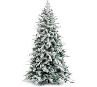 BAKAJI Albero di Natale Artide Innevato Super Folto, Molto Pieno, Rami Pino Floccato, Decorazione Natalizia Bianca Addobbo Altissima Qualità Montaggio Semplice, Apertura Ombrello, Foltissimo (210 cm)