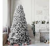 BAKAJI Albero di Natale Danubio Super Folto Pino Verde Innevato Base Croce in Ferro Pieghevole Altissima qualità Rami con Neve Facile Montaggio Apertura Ombrello (270 cm)