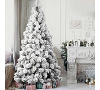 BAKAJI Albero di Natale Des Alpes Pino Verde Innevato, Super Folto Pieno, Base in Ferro Croce, Altissima Qualità Rami con Neve, Apertura Montaggio Semplice Foltissimo Decorazioni Natalizie (180 cm)