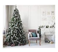 BAKAJI Albero di Natale Harmony Marilleva Super Folto Pino Verde Innevato con Pigne Base Croce in Ferro Pieghevole Altissima qualità Rami Punte Innevate Facile Montaggio rametti a gancio (180 cm)