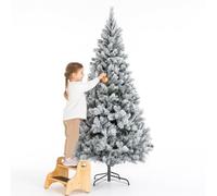 BAKAJI Albero di Natale Innevato Foltissimo 550 Rami a Innesto, Decorazione Natalizia Molto Folta, Punte Bianche e Base a Croce, Addobbo Natalizio Molto Pieno (Bianco Winter Palace, 150 cm)