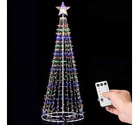 BAKAJI Albero di Natale Luminoso 2,2 metri 592 Luci Led 8 Giochi di Luce Struttura in Metallo Arredamento Addobbo Natalizio Decorazione Natalizia Design Minimal (220 cm Multicolore Stella Piena)