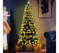 Bakaji Albero di Natale Luminoso Altezza 150 cm con 185 Luci Bianco Caldo Decorazioni Natalizie da Esterno e Interno Addobbi Natalizi Design Moderno Elegante Base a Croce