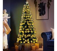 Bakaji Albero di Natale Luminoso Altezza 180 cm con 225 Luci Bianco Caldo Decorazioni Natalizie da Esterno e Interno Addobbi Natalizi Design Moderno Elegante Base a Croce