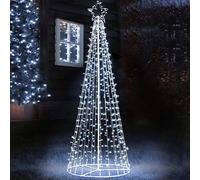 Bakaji Albero di Natale Luminoso Altezza 224cm con 592 Luci Controller 8 Giochi di Luce Struttura in Metallo Base 80cm Puntale a Stella Decorazioni Natalizie Interno Esterno IP44 (Cold White)