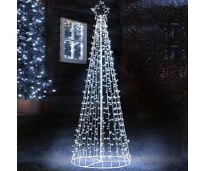 Bakaji Albero di Natale Luminoso Altezza 224cm con 592 Luci Controller 8 Giochi di Luce Struttura in Metallo Base 80cm Puntale a Stella Decorazioni Natalizie Interno Esterno IP44 (Cold White)