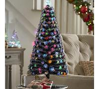 Bakaji Albero di Natale Luminoso Altezza 90 cm con 95 Luci Decorazioni Natalizie da Esterno e Interno Effetto Neve Innevato Addobbi Natalizi Design Moderno Elegante Base a Croce