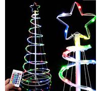 Bakaji Albero di Natale Spirale a 100 Led Luminoso RGB Slim Salvaspazio con Telcomando a Distanza Con Puntale a Stella Multicolor Tubo Trasparente per Interno ed Esterno (MULTICOLORE - 150CM)