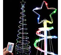 Bakaji Albero di Natale Spirale a 135 Led Luminoso RGB Slim Salvaspazio con Telcomando a Distanza Con Puntale a Stella Multicolor Tubo Trasparente per Interno ed Esterno (MULTICOLORE - 180CM)