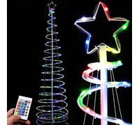 Bakaji Albero di Natale Spirale a 200 Led Luminoso RGB Slim Salvaspazio con Telcomando a Distanza Con Puntale a Stella Multicolor Tubo Trasparente per Interno ed Esterno (MULTICOLORE - 210CM)