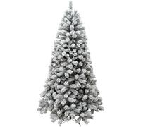 BAKAJI Albero di Natale Super Folto Pino Innevato con Base a Croce in Metallo Pieghevole di Altissima Qualità, Montaggio Facile con Rami a Innesto (Bianco, 180 cm)