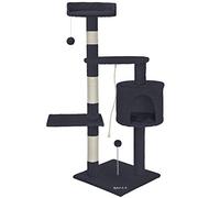 BAKAJI Albero Tiragraffi per Gatti in Sisal e Peluche Parco Giochi Gatto con Cuccia Pali Graffiatoio e 3 Piattaforme Dimensioni 112 x 67 x 55 cm (Grigio Scuro)