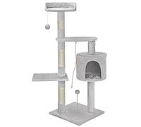BAKAJI Albero Tiragraffi per Gatti in Sisal e Peluche Parco Giochi Gatto con Cuccia Pali Graffiatoio e 3 Piattaforme Dimensioni 112 x 67 x 55 cm (Grigio Chiaro)