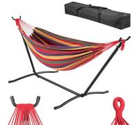 Amaca da Giardino Brasiliana Strisce Multicolore Portata 200kg Struttura Acciaio
