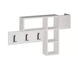 BAKAJI Appendiabiti Attaccapanni da Parete Muro con 9 Ganci Appendi Abiti e Scaffale Libreria 3 Ripiani Portaoggetti In Legno MDF Bicolore Design Moderno Dimensione 99,5 x 61 x 15 cm (Bianco)