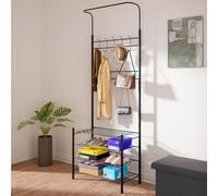 Stand Appendiabiti da Ingresso Struttura Metallo 9 Ganci con scarpiera 4 Ripiani