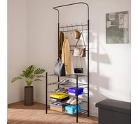 Stand Appendiabiti da Ingresso Struttura Metallo 9 Ganci con scarpiera 5 Ripiani
