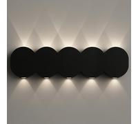 BAKAJI Applique da Muro con 10 Led, Lampada da Parete 5 Elementi per Interni ed Esterni, Design Moderno Ideale Casa, Ufficio, Giardino, Bar, Ristorante, 26 x 8 x 3 cm (Nero, Luce Bianco Freddo)