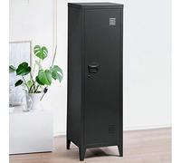 Bakaji Armadietto Armadio da Spogliatoio Mobile Mobiletto in Metallo Chiusura Anta con Chiusura a Chiave 3 Ripiani Interni Dimensioni 138 x 38,5 x 38,5 cm Design Moderno industriale (Nero)