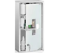 Armadietto Armadio Porta Medicinali Acciaio Inox Vetro Satinato 65,5x36x17 cm