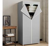 BAKAJI Armadio Guardaroba con Struttura tubolare in Metallo Rivestimento in Tessuto TNT Doppia Zip di Chiusura, con Ripiano e Asta Appendiabiti da Campeggio Dimensione 70 x 46 x 162 cm (Grigio)