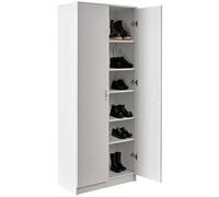 BAKAJI Armadio Scarpiera Gabriella a 2 Ante con 6 Ripiani Altezza 182 cm, Porta Scarpe in Legno Multiuso, Mobile Alto Portascarpe Salvaspazio Indipendente Design Minimal Armadietto Organizer (Bianco)