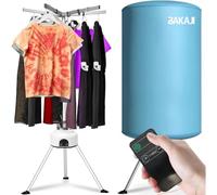 BAKAJI Asciugabiancheria Elettrico a Pallone con Telecomando e Display di Controllo, Asciugatrice Stendino Asciuga Biancheria ad Aria Calda, Potenza 1000W, Timer 180 min, Dimensione 150 x 65 cm