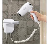 Bakaji Asciugacapelli da Parete Muro Phon Asciuga Capelli Bagno Potenza 1100W Velocità Selezionabile Colore Bianco per Casa Hotel (3 Velocità)