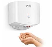 BAKAJI Asciugamani Elettrico a Parete Automatico per Bagno, Hotel, Ristorante, Bar, Asciuga Mani a Muro 1400W Compatto, Asciugatura Alta velocità Fredda e Calda, Senza Contatto per Bagni Pubblici