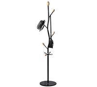 BAKAJI Attaccapanni Appendiabiti Design Albero a Piantana da Terra in Metallo con 8 Ganci Appendi Abiti e Base in Marmo Dimensione 38 x 38 x 175 cm (Nero)